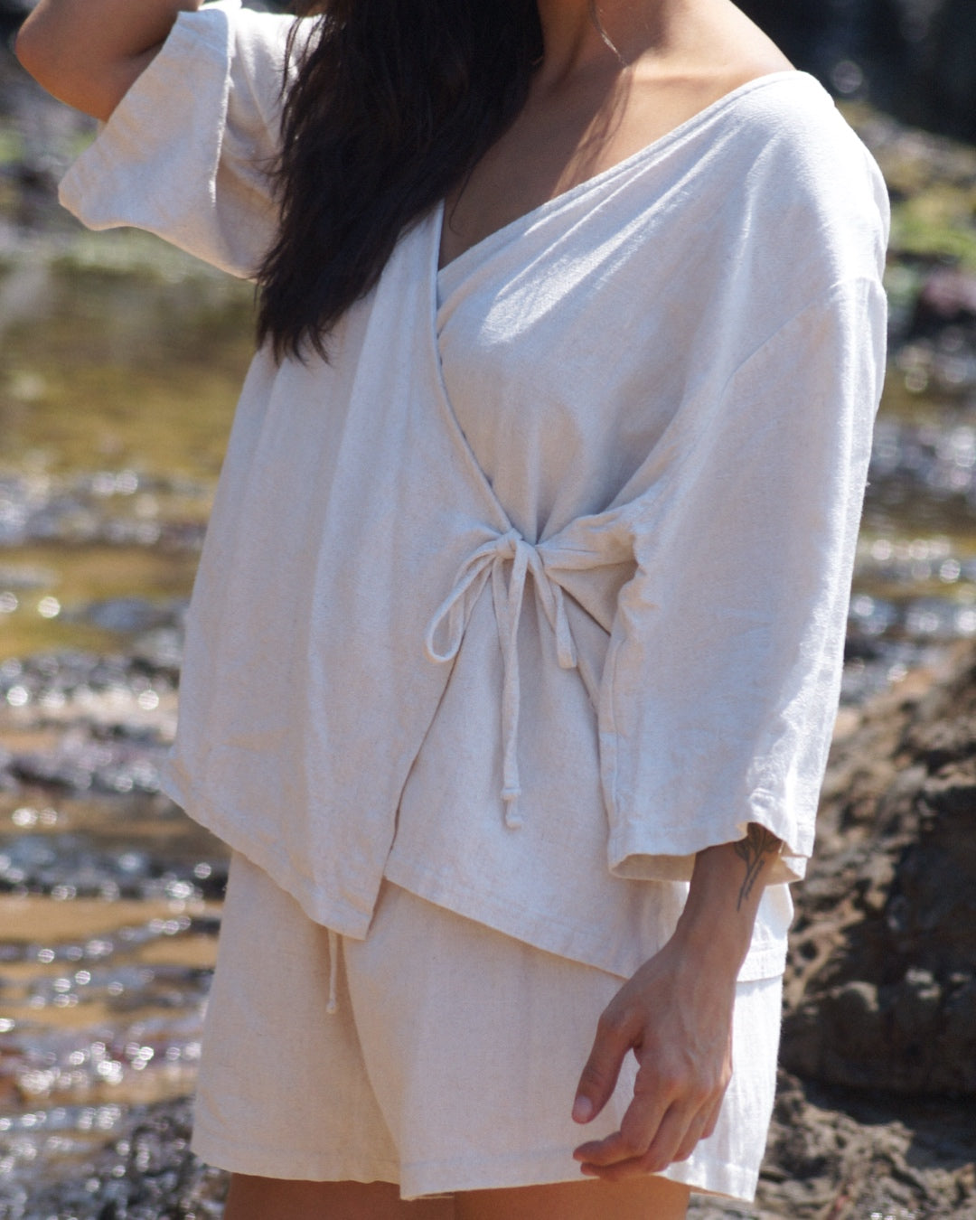 Holiday Wrap Top - Oatmeal | APRIL PRE ORDER