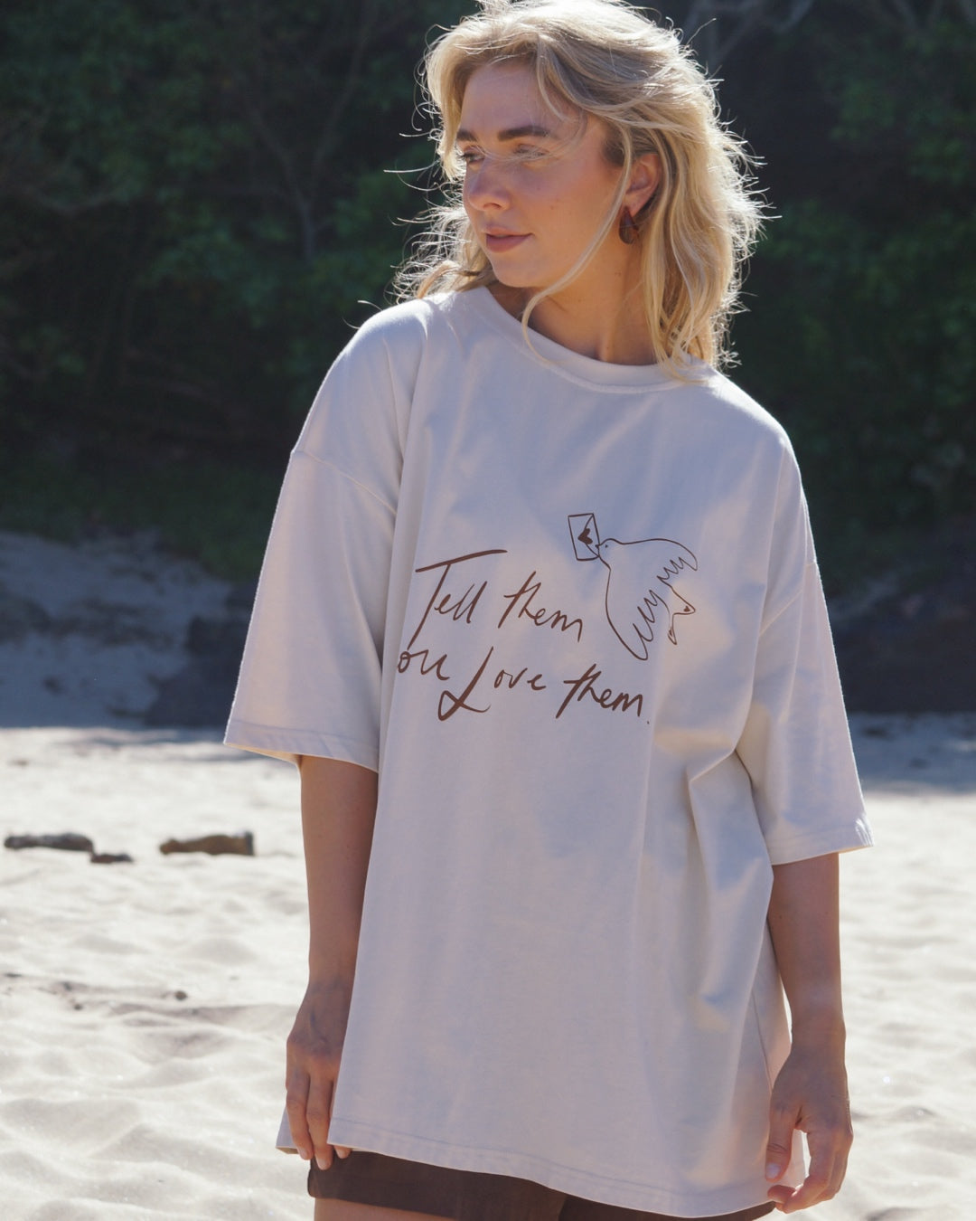 Women's Love Tee - Cream and Brown