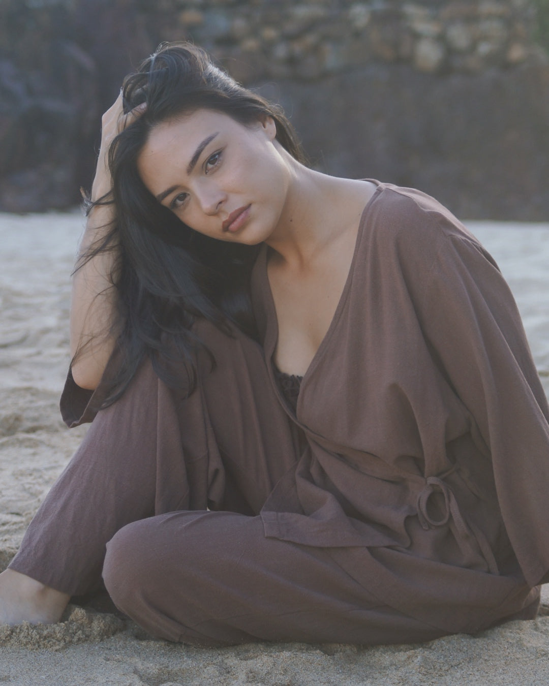 Holiday Wrap Top - Brown | APRIL PRE ORDER