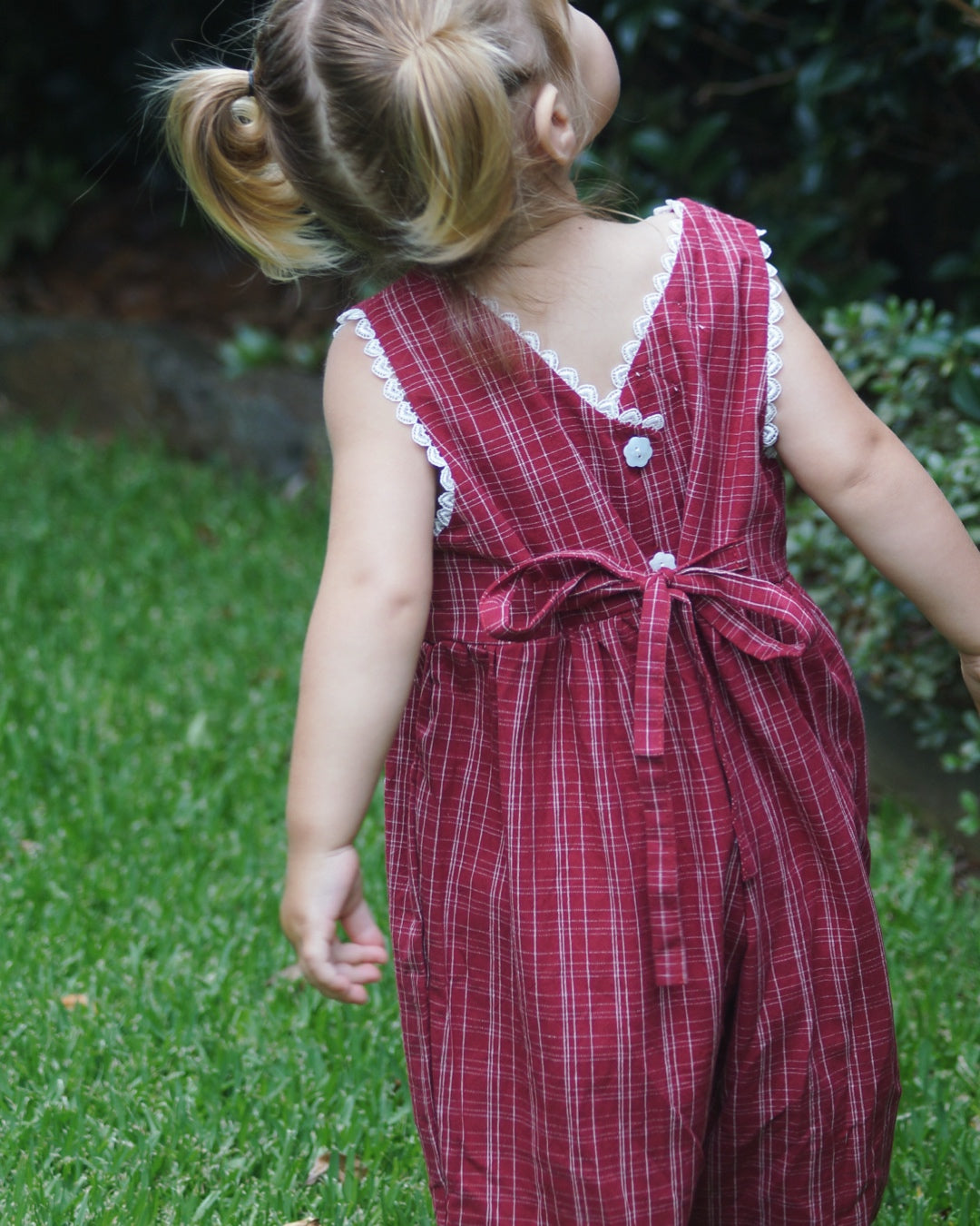 Girls Gingham Romper | Cherry