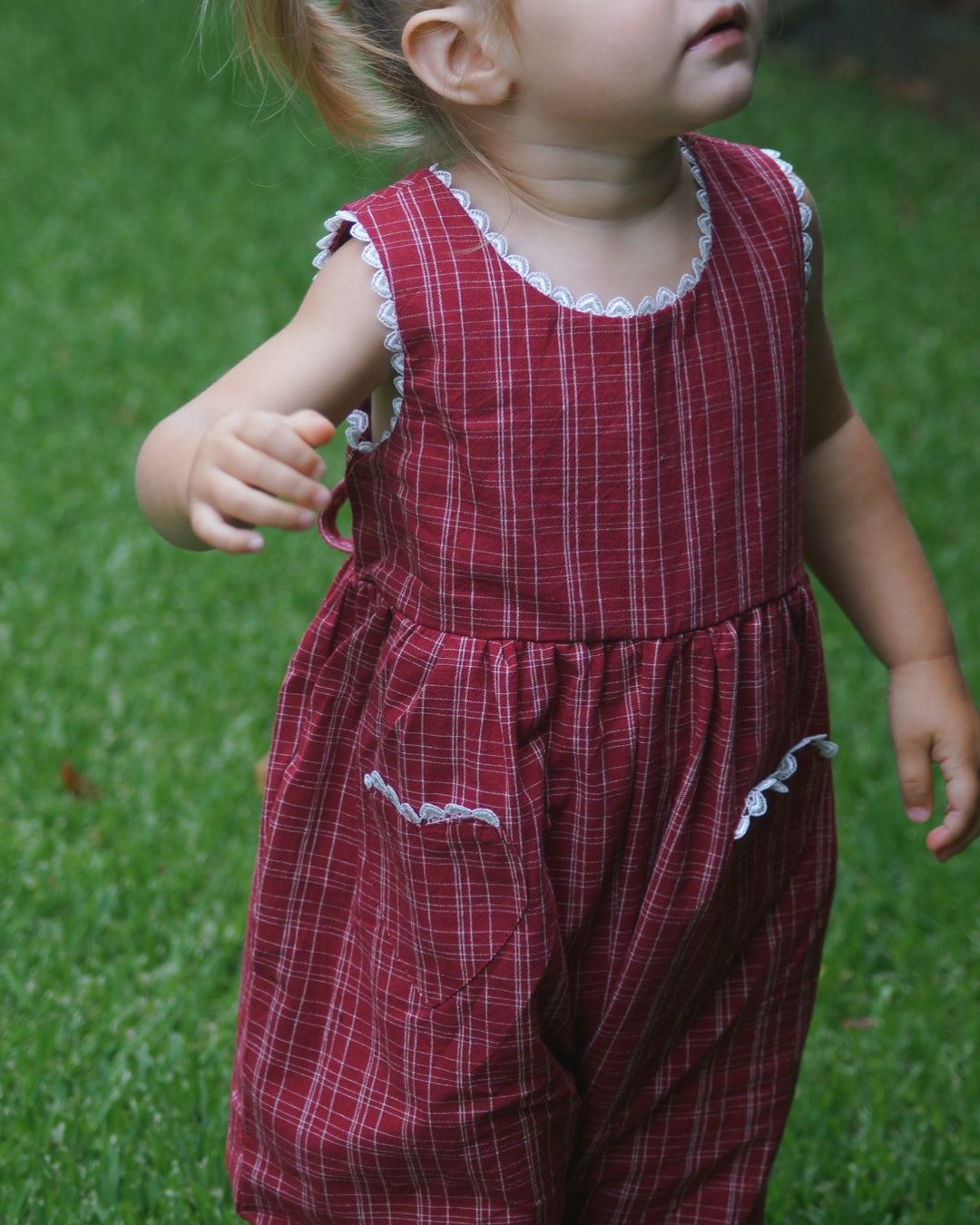 Girls Gingham Romper | Cherry