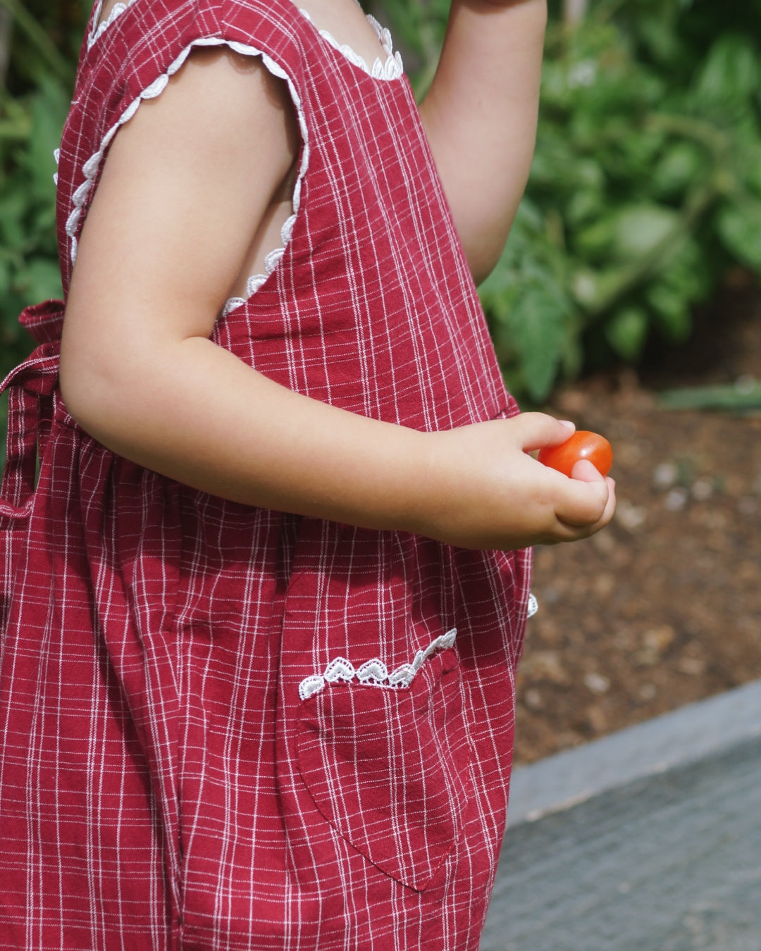 Girls Gingham Romper | Cherry