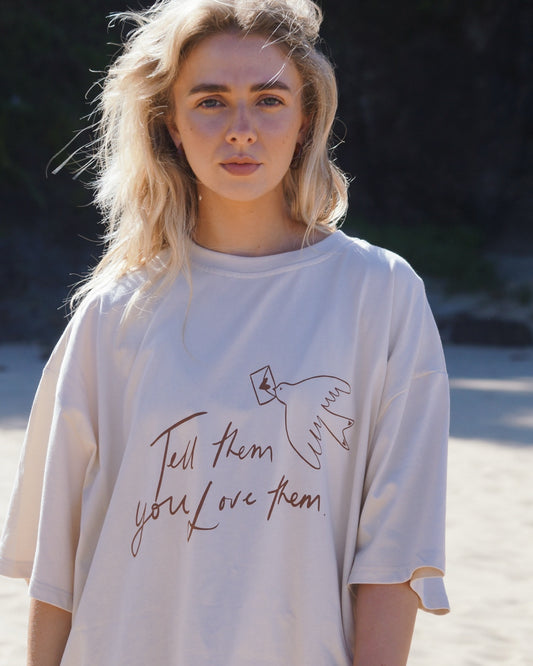 Women's Love Tee - Cream and Brown