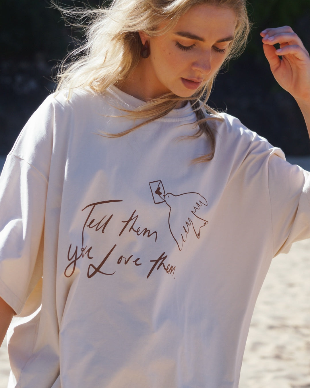 Women's Love Tee - Cream and Brown