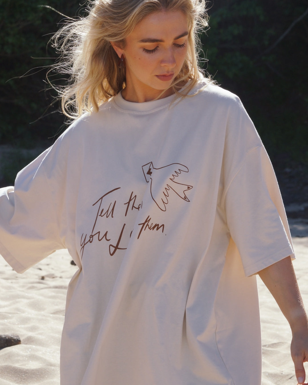 Women's Love Tee - Cream and Brown