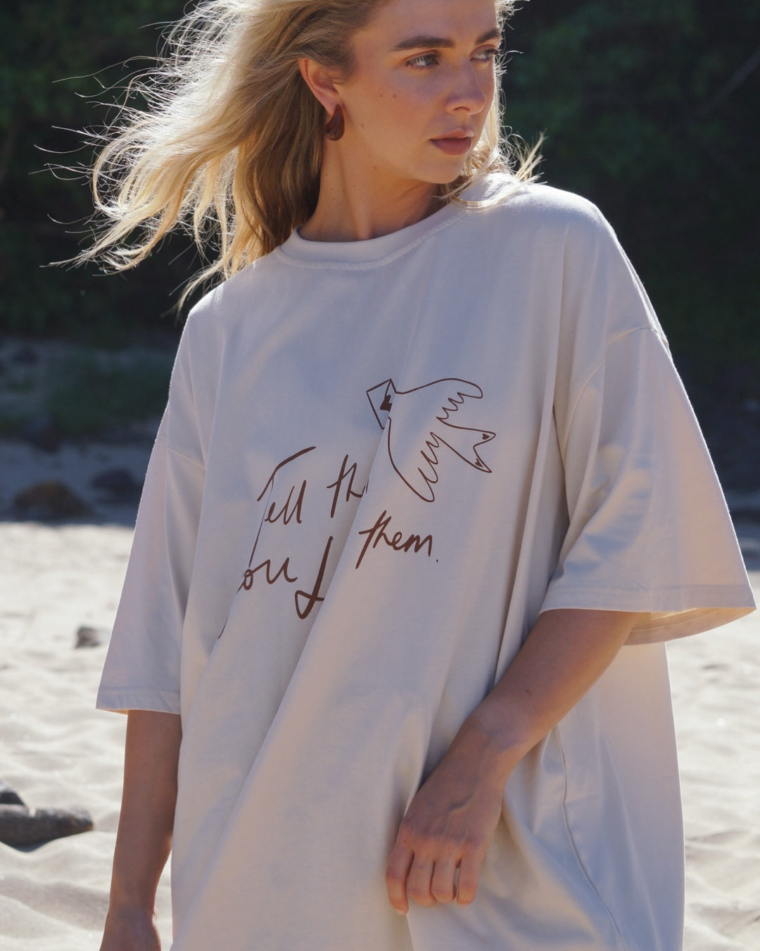 Women's Love Tee - Cream and Brown
