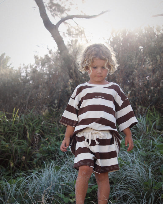 Stripe Shorts | Brown