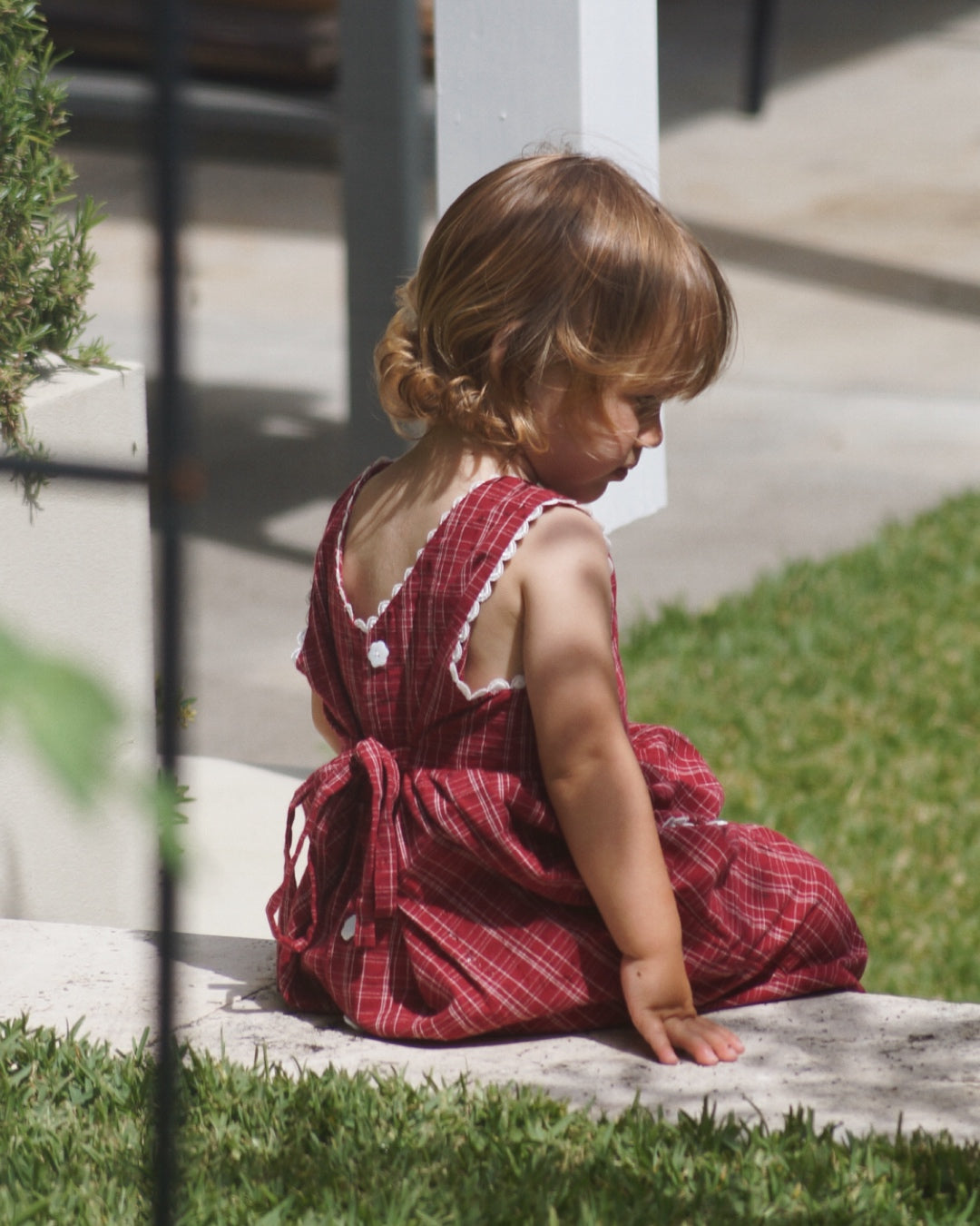 Girls Gingham Romper | Cherry